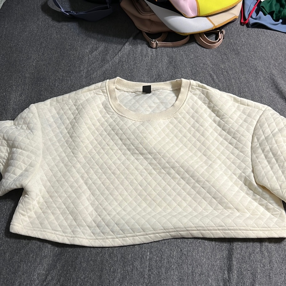 Quilted cream crop top